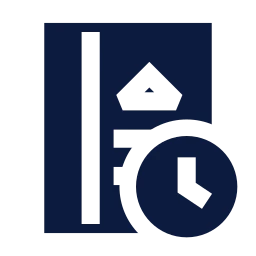 Bank passbook clock icon, Sharp Solid style
