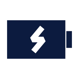 Battery charging icon, Sharp Solid style