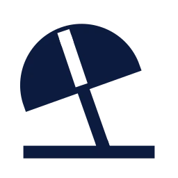 Beach umbrella icon, Sharp Solid style