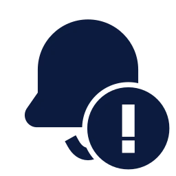 Bell alert icon, Sharp Solid style