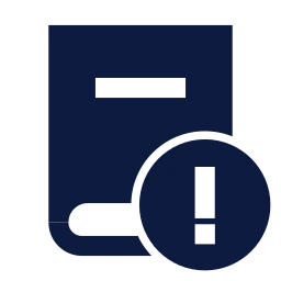 Book alert icon, Sharp Solid style