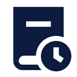 Book clock icon, Sharp Solid style