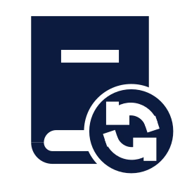 Book refresh icon, Sharp Solid style