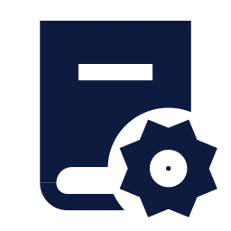 Book settings icon, Sharp Solid style