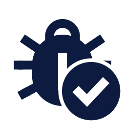 Bug check icon, Sharp Solid style
