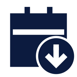 Calendar down icon, Sharp Solid style