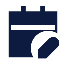 Calendar edit icon, Sharp Solid style