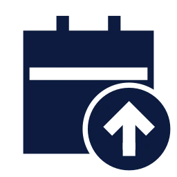 Calendar up icon, Sharp Solid style