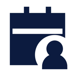 Calendar user icon, Sharp Solid style