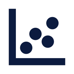 Chart scatter icon, Sharp Solid style