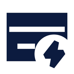Credit card bolt icon, Sharp Solid style