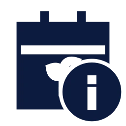 Crop calendar info icon, Sharp Solid style