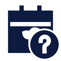 Crop calendar question icon, Sharp Solid style