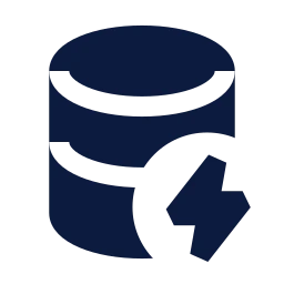 Database bolt icon, Sharp Solid style
