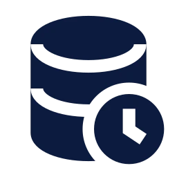 Database clock icon, Sharp Solid style
