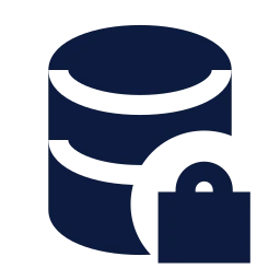 Database lock icon, Sharp Solid style