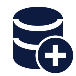 Database plus icon, Sharp Solid style