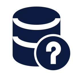 Database question icon, Sharp Solid style