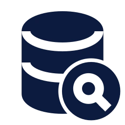 Database search icon, Sharp Solid style