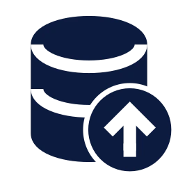 Database up icon, Sharp Solid style