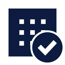 Dataset check icon, Sharp Solid style