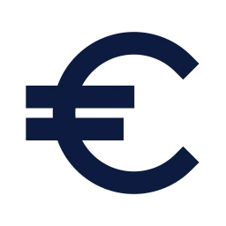 Euro sign icon, Sharp Solid style