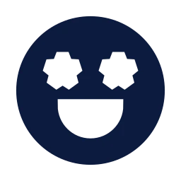 Face star eyes icon, Sharp Solid style