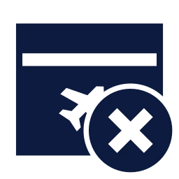 Flight booking x icon, Sharp Solid style