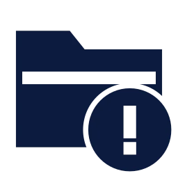 Folder alert icon, Sharp Solid style