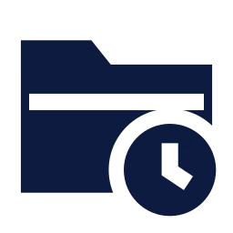 Folder clock icon, Sharp Solid style