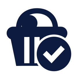 Gift hamper check icon, Sharp Solid style