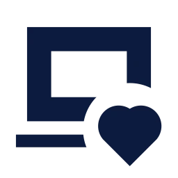 Laptop heart icon, Sharp Solid style