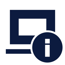 Laptop info icon, Sharp Solid style