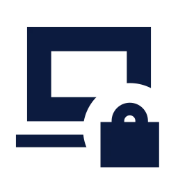Laptop lock icon, Sharp Solid style