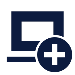 Laptop plus icon, Sharp Solid style