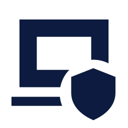 Laptop shield icon, Sharp Solid style