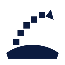 Launch trajectory icon, Sharp Solid style