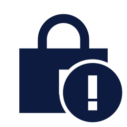 Lock alert icon, Sharp Solid style