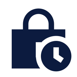 Lock clock icon, Sharp Solid style