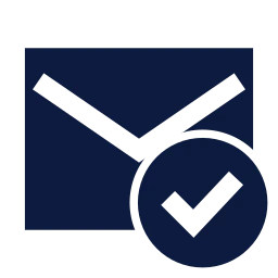 Mail check icon, Sharp Solid style