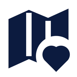 Map heart icon, Sharp Solid style