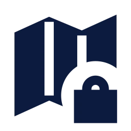 Map lock icon, Sharp Solid style