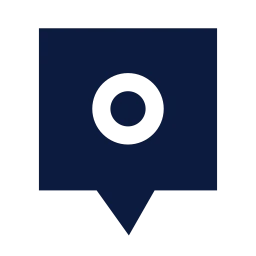 Map marker square icon, Sharp Solid style