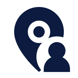 Map pin user icon, Sharp Solid style