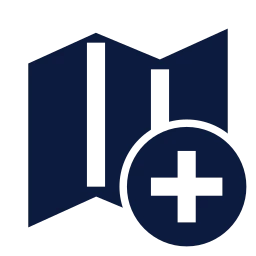 Map plus icon, Sharp Solid style