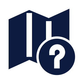 Map question icon, Sharp Solid style