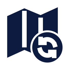 Map refresh icon, Sharp Solid style