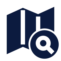 Map search icon, Sharp Solid style