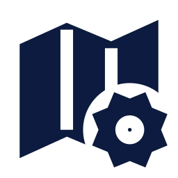 Map settings icon, Sharp Solid style
