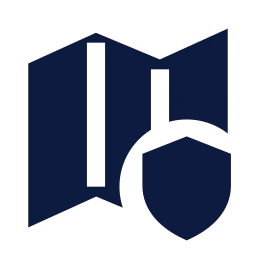 Map shield icon, Sharp Solid style